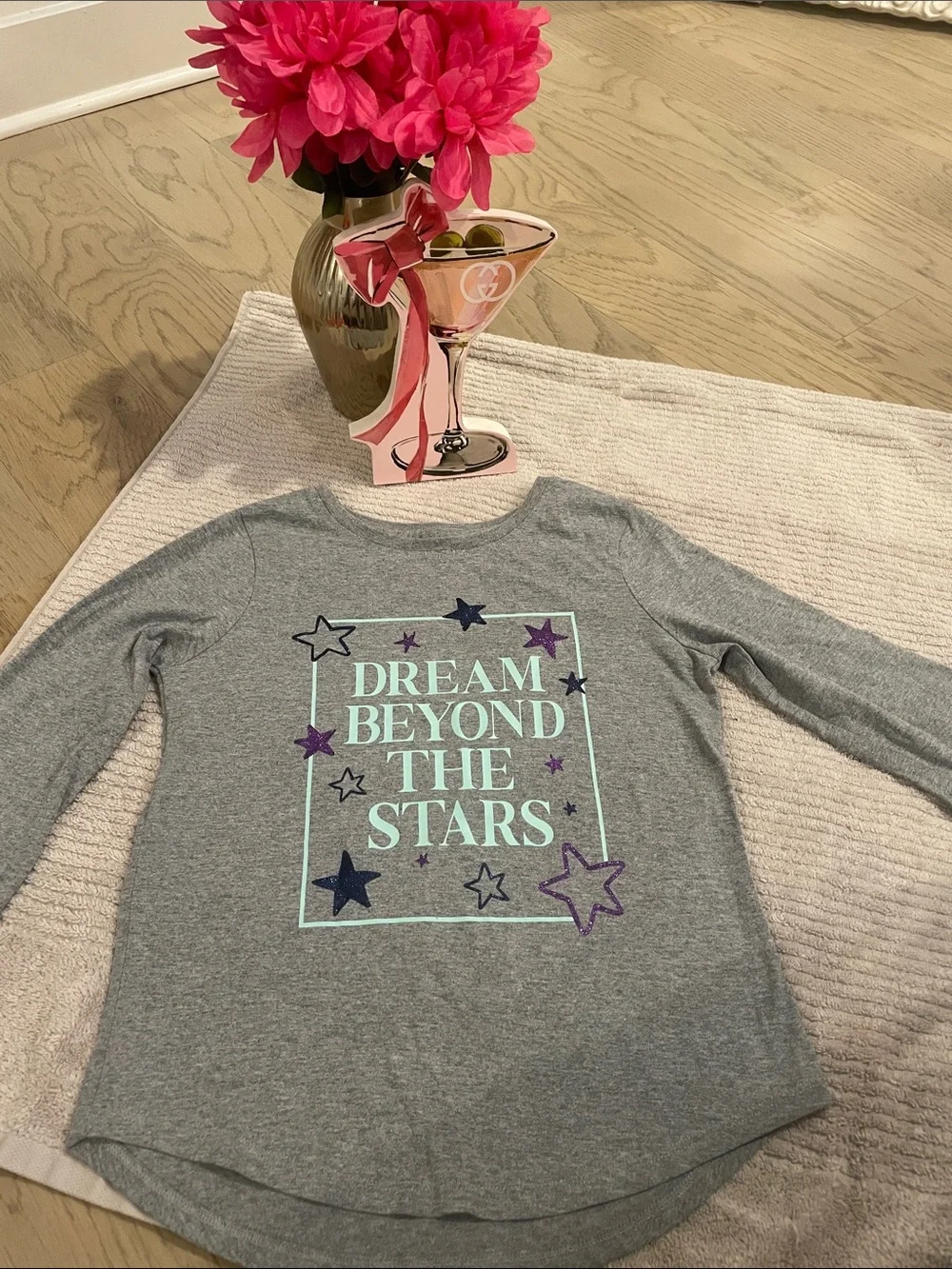Girls' Gray 'Dream Beyond The Stars' Long Sleeve Tee